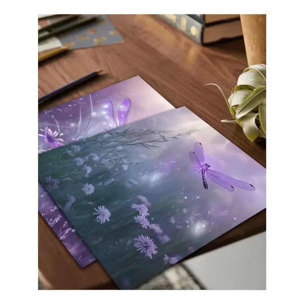 NWT Fantasy Purple Dragonfly Craft Paper 6x6 36 Sheets Scrapbook Journaling